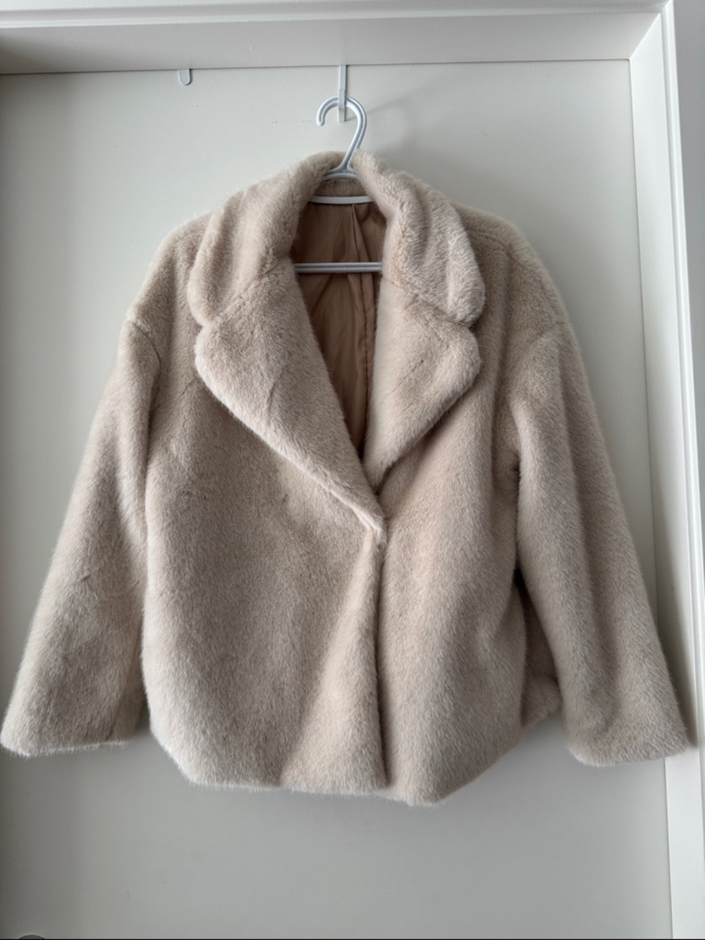 Women's Cream Teddy Coat Faux Fur Jacket